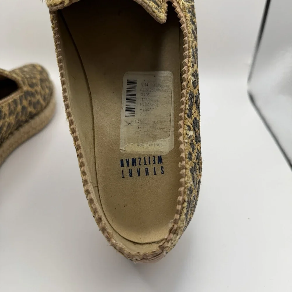 Stuart Weitzman Leopard Espadrille Flats Shoes Women's Size 7.5M